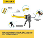 Stanley Professional Caulking Gun - 10 Oz Silicone Sealant Gun with 4000N Pushing Power, Caulk Gun No Drip Function, Steel Carriage & Aluminum Swivel Handle Sealant Gun | 25:1 Thrust Ratio, 1 Pack