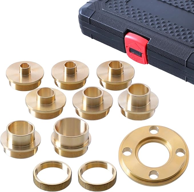 11Pcs/Set Router Bushing Guide Set, Brass Template Router Bushing Kit, 8 Sizes, Router Accessory with Lock Nut for Cut?Out Work Dovetailing