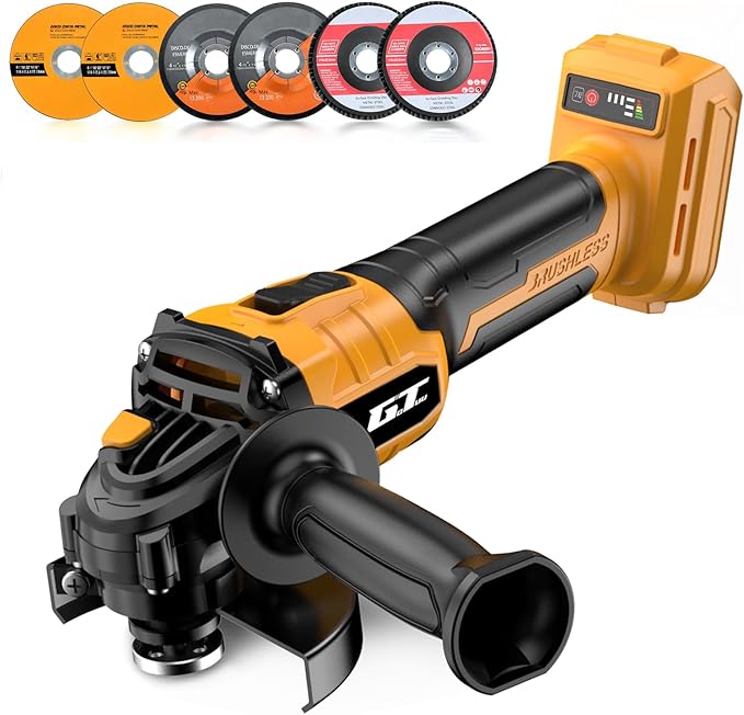Cordless Angle Grinder Compatible with DEWALT 20V MAX Battery, 4-1/2 Inch Power Grinder Tool, 9500RPM Electric Angle Grinder with Handle, TOOL ONLY