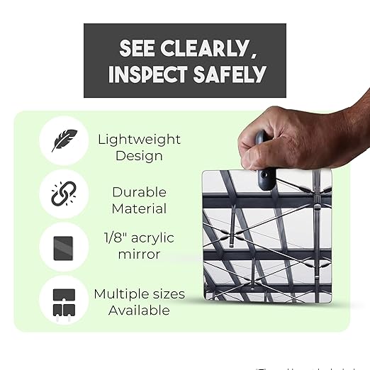 Flex Vue Inspection Mirror with Threaded Adapter, 8 inch x 10 inch - 2 Pack
