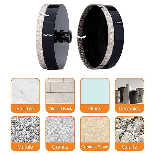 6 Inch Diamond Hole Saw, 152mm Tile Hole Saw Drill Bit Diamond Tipped for Granite Marble Ceramic Glass Porcelain Quartz Tiles Stones Countertop, Core Drill Bits with 5/8-11 Thread for Angle Grinders