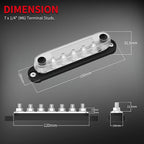 DAIERTEK Battery Bus Bar 12V Marine 7 x 1/4" (M6) Power Distribution Block with Cover 12V - 48V Positive & Negative Busbar Terminal Block for Automotive Car Boat