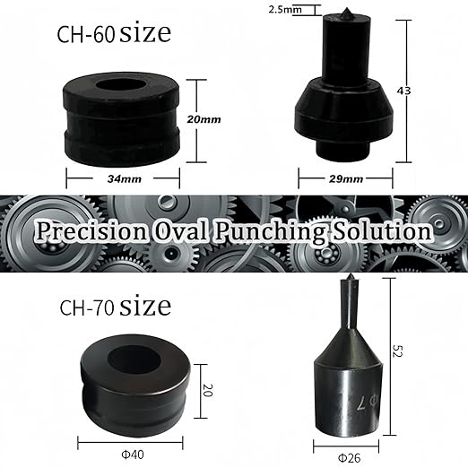Hydraulic Punch Dies for CH-70, CH-70 Hydraulic Round Hole Punch Die Set, Upper Mold Dia: 26mm, Lower Mold Dia: 40mm for Steel, Copper, Aluminum and Heavy Duty Metal (8.5mm)