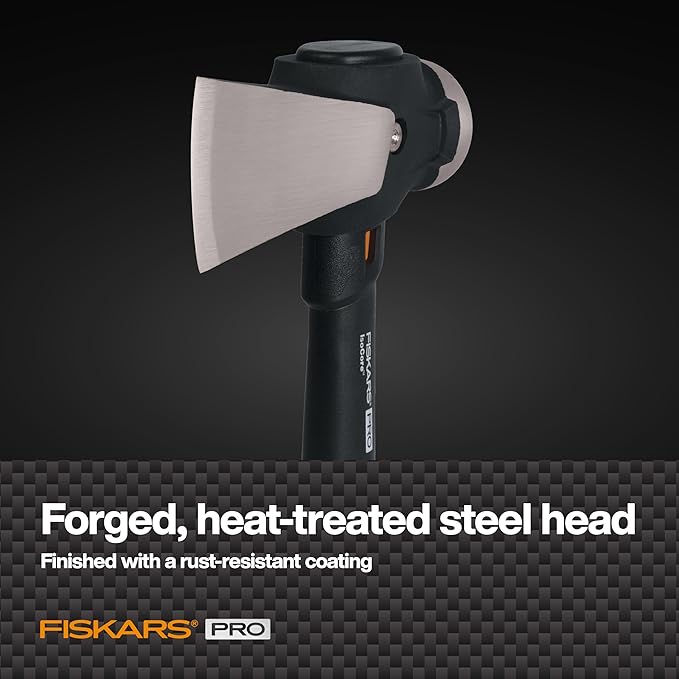 Fiskars Pro IsoCore Maul - 2.5-Pound Wood Splitter for Small Size Logs and Kindling with Shock-Absorbing Handle - Black/Orange