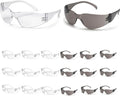 ATERET Protective Polycarbonate Safety Glasses White For Nurses Mechanic Electrician Saftey Glasses Goggles Anti Fog Eye Goggles Safety Protection (36 Pairs, Grey&Clear)