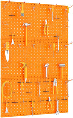 TORACK 3Pcs Metal Pegboard Panels(12x24 inch) for Wall Garage Tools Storage Pegboard for Workbench, Modular Peg Board Tool Organizer Board Kit(Pack of 3, Orange)