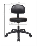 Chair Master Round Vinyl Chair/Stool-Black-for Garage, Counters, Shop, Kitchen, Computer Desks, Drafting Tables. Easy to Clean! (Glides, Low Table 16"-21")