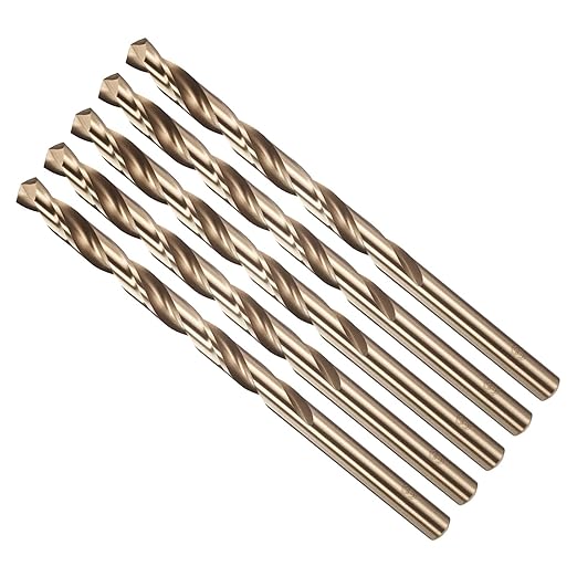 Drill Bit, #1 Cutting Diameter, 4341 HSS Gold Finish 135° Cutting Angle Number Jobber Bits - (Applications: for Drilling Soft Metal Plastic Wood), 5-Pieces