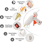 ROMECH Full Size Hot Glue Gun with 60/100W Dual Power and 21 Hot Glue Sticks (7/16"), Fast Preheating Heavy Duty Industrial Gluegun with Storage Case for Crafting, DIY and Repairs (White)