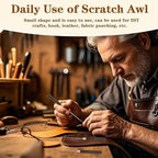 ZXIIXZ 6 Pcs Scratch Awl Tool, Awl Tool Sewing with Wooden Handle, Leather Stitching Sewing Awl Leather Scratch Awl Punch Tool for Stitching Punching Sewing DIY Leather Craft Repair