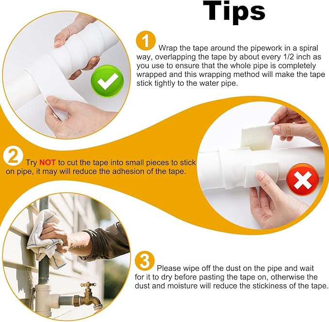 Pipe Insulation Tape, Pipe Wrap Insulation Foam Tape Self Adhesive, Outdoor Water Pipe Insulation Roll for HVAC, AC Line Insulation, 5 inch x 16.5 FT Heat Tape for Water Pipe, White
