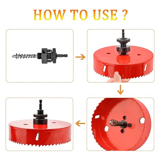Hole Saw Heavy Duty bit Hex Shank,Hole Saw HSS with Arbor Bi-Metal & Heavy Duty Hole Saw Cutter for Wood Corn Hole Boards Plastic Drywall (φ95)