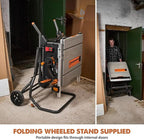 Evolution R10TBLX 10" Jobsite Table Saw with Wheeled Scissor Stand | 15A Motor | Multi-Material Cutting | 10" Blade | 26” Rip | 3-3/8” Depth | 0-45º Bevel | Precision Fence | Portable & Heavy-Duty