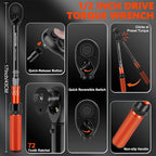 1/2 Inch Drive Click Torque Wrench, 10-160 ft.lb/10-227 Nm, ±3% High Precision Lug Nut Torque Wrench with 72 Tooth Dual-Direction for Moto, Wheel Tire and Car Repair
