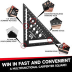 Carpenter Square 7 Inch Rafter Square Tool, Multi-Purpose Farming Carpenter Tools, Woodworking Square Laser Scales Anodized Ruler Body, Aluminum Metal Squares, Black