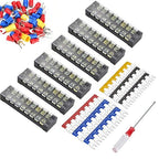 73Pcs(6Sets) Terminal Block Set, 6Pcs 8 Positions 600V 25A Dual Row Screw Terminal Strip Block + 6Pcs Pre-Insulated Terminals Barrier Strip + 60Pcs Insulated Fork Wire Connector by CGele…
