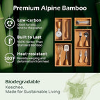 6-Piece Bamboo Drawer Organizer Set, 2.2" Deep | Multi-Use Organizers for Utensils, Silverware, Cutlery, Desk, Bathroom, Junk Drawer & Makeup, Non-Slip Feet Included.