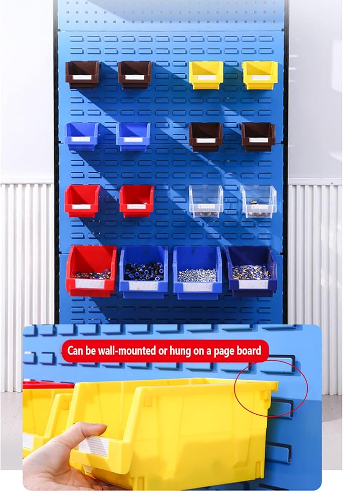 Tool bins Garage Storage Bins Small Parts Container Stacking storage bin Wall mounted storage bins(Blue,pack of 12)