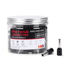 HKS 800PCS Wire Ferrule Connectors - AWG 14-2.5mm² Copper Barrel Pin Cord Ends Insulated Ferrules Terminals - E2508 Black