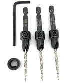 FTG USA Adjustable Wood Countersink Drill Bit Set 3 Pc #6 (9/64"") with Tapered Drill Bit for Woodworking