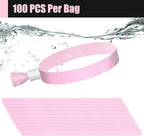100 Pcs Cloth Event Wristbands, Event Wristbands, Colored Wrist Bands for Events, for Lightweight Concert Wrist Strap for Activities, Party Bracelets for Events (Color : Pink)