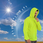 Breathable Work Long Sleeve Sun Shirt Hoodie, Sun Protection Shirts Quick Dry Hooded, Mens Construction Shirts with Hood Lightweight Yellow L