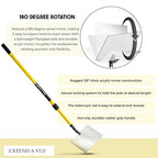Telescoping Inspection Mirror - Standard Fiberglass, Lightweight & Durable, 3 ft - 6 ft Pole, 3.5 x 6 inch Acrylic Mirror