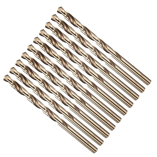 Drill Bit, #1 Cutting Diameter, 4341 HSS Gold Finish 135° Cutting Angle Number Jobber Bits - (Applications: for Drilling Soft Metal Plastic Wood), 10-Pieces