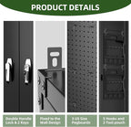 Metal Storage Cabinets on Wheels, 72.05" Steel Lockable Tool Cabinet with Shelves Pegboards Hooks for Home Office School Garage Warehouse Utility Room, Assembly Require, Black
