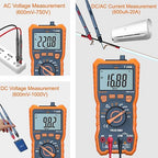 True RMS Digital Multimeter Tester, Auto-Ranging AC DC 20A Ohmmeter 1000V Voltmeter with NCV, Measure Voltage Current Amp Resistance Diode Continuity Duty-Cycle Capacitance Temperature, for Home Auto