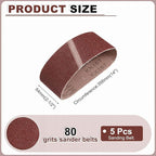 HARFINGTON 2-1/2 x 14 Inch Sanding Belts, 5 Pcs 80 Grits Aluminum Oxide Abrasive Belt Sander File Belt for Woodworking, Metal Polishing, Knife Sharpener