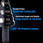 1/4 to 1-1/8 Inches M2 HSS Step Drill Bit, Unibit for Cutting Stainless Steel, Metal, Wood & Plastic