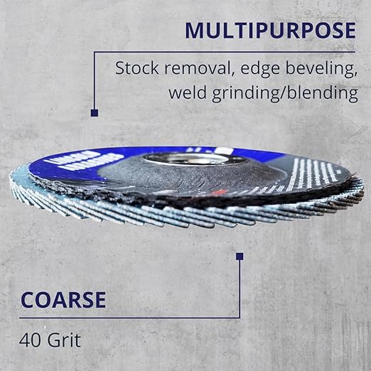 100 Pack Flap Discs, 40 Grit 4.5" x 7/8" Sanding Wheels for Angle Grinder