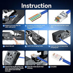 NOYAFA Rechargeable Network Cable Tester with RJ45 Crimp Tool, RJ11 RJ45 CAT5 CAT6 CAT7 Ethernet Cable Tester POE Tester, Continuity Tester Cable Toner Network Tools Kit with Crimper Stripper Cutter