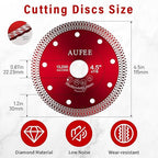 5 Pcs Diamond Saw Blades, 4-1/2'' Tile Cutting Blades for Angle Grinder, Glass Cutting Disc Grinder Blades for Cutting Porcelain Ceramic Granite Marble (Red)