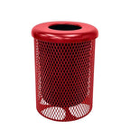 RFT-TXTRED Heavy Duty Round Trash Receptacle with Flat Top, Liner Included, 32 Gallon, Textured Red, Made in America