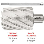 S&F STEAD & FAST Mag Drill Bits 2" Diameter 2" Cutting Depth, 1Pc, Annular Cutter with Pilot Pin for Magnetic Drill Press