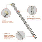 17Pcs SDS Plus Rotary Hammer Drill Bit Set,Concrete Drill Bit Kit with Point Chisel,Flat Chisel,Cross Type Double Thread Carbide Material for Concrete,Bricks,Tiles,Stone and Glass