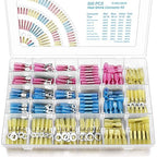500 PCS Heat Shrink Wire Connectors Qibaok Insulated Electrical Terminals Kit Waterproof Marine Crimp Connector Assortment Ring Fork Spade Butt Splices