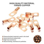 Ferraycle 200 Pieces Copper Battery Wire Lugs 12 Sizes Battery Cable Ends Eyelets Tubular Ring Terminal Connectors for Automotive Supplies