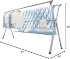 Clothes Drying Rack 63 Inches Folding Indoor Outdoor, Drying Rack Clothing Collapsible, Foldable Portable Laundry Drying Rack, Heavy Duty Laundry Hanger Dryer Rack, with 20 Hooks 12 Clips