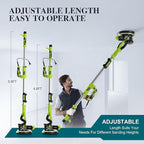 AMYBEST Drywall Sander, Powerful Electric Drywall Sander with Vacuum Dust Collection, 5 Speed 1000-2100 RPM, Popcorn Ceiling Remover, LED Light & 12 Sanding Discs, Extendable Handle (GREEN）