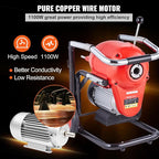 VEVOR Drain Cleaner Machine 120FT x 6/5 Inch, 1100W Electric Sewer Snake Auger Manual Feed - with 6 Cutters and CW/CCW Control for 4" to 8" Pipes