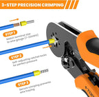 HARDELL+ Ferrule Crimping Tool, AWG 23-7 Wire Ferrule Kit with 1200PCS Terminals, Self-adjustable Ratchet, Square Ferrule Crimper Suitable for Wire Terminals, Cables End-sleeves