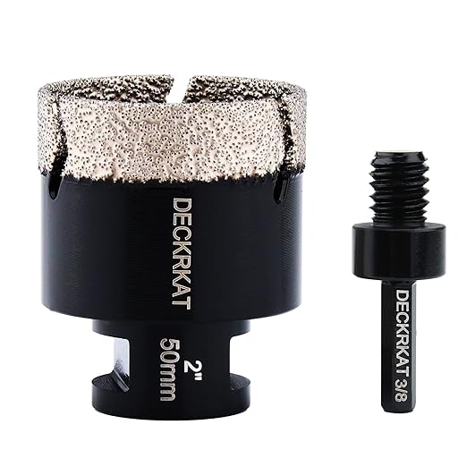 Diamond Hole Saw, 2" Hole Saw for Tiles Granite Marble Ceramic Glass Porcelain, 50mm Core Drill Bit with 5/8-11 Thread and 3/8” Hex Shank Adapter for Angle Grinders & Drills