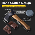 X-bet MAGNET 12" Hand-Forged Hatchet with Sheath and Sharpener - Camping Axe, Bushcraft and Survival Hatchet Spring Steel Blade - Small Axe Perfect for Wood Carving, Cutting, Splitting and Gardening