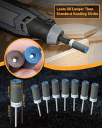 10Pcs 2500 Grit Sanding Drums Sandpaper Sticks Set with Dremel Rotary Tool for 1/8" Shank, Rotary Tool Accessories Suitable for Metal Rust Removal/Jade Polishing/Stone Grinding
