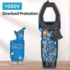 MESTEK Digital Inrush Clamp Meter Multimeter 1000A T-RMS 6000 Counts Voltage Tester Volt Amp Meter with VFD, LOZ Mode, Measuring AC DC Current Voltage Temperature Capacitance Resistance Continuity