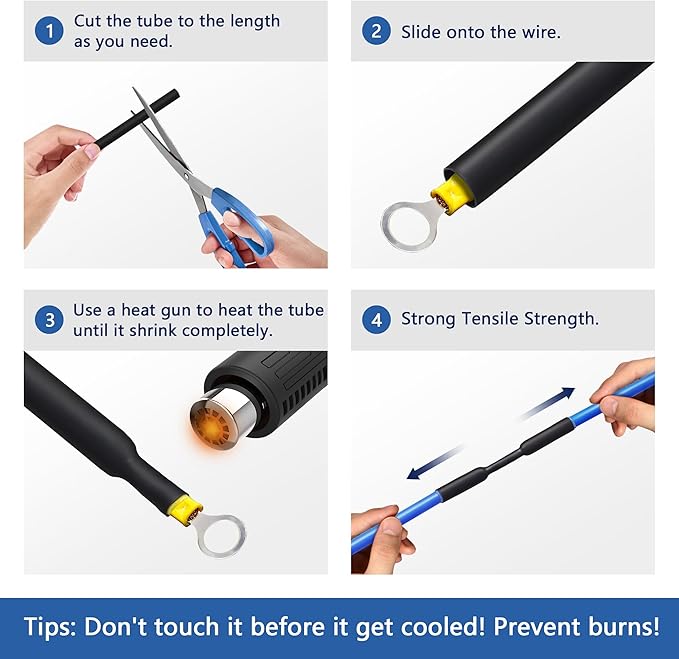 Heat Shrink Tubing 1/4 Inch, 3:1 Ratio Wires heat shrink tube, Dual Wall Adhesive-Lined Waterproof Shrink Wrap Tubing, 33FT Red Industrial and Marine Grade Heat Shrink Wrap