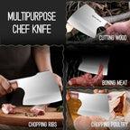 ROCOCO Meat Bone Cleaver Knife for Meat Cutting Heavy Duty Butcher Axes Hand Forged Full Tang Chopper for Kitchen Thanksgiving Christmas Gifts Idea Men Silver